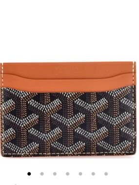 Goyard Patterned Leather Card Holder in Tan and Black